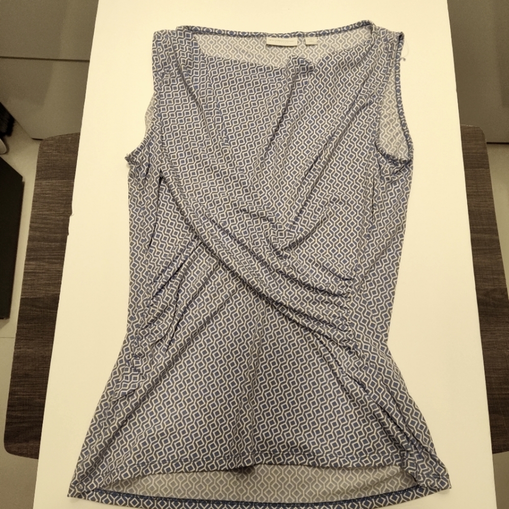New York & Company Tank Top - Small - Light Blue and White